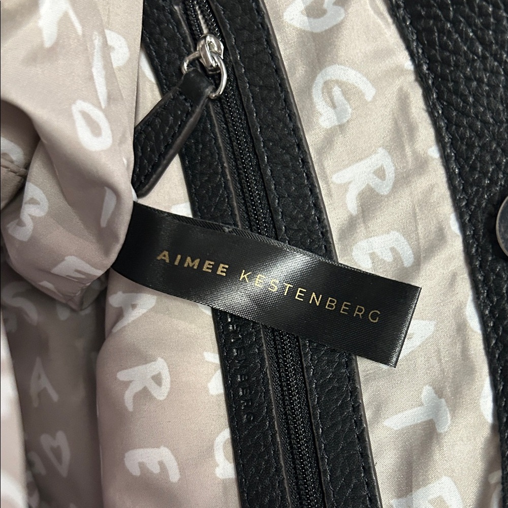 Aimee Kestenberg Elation Black Pebble Leather Crossbody/Bucket Bag - Picture 7 of 15
